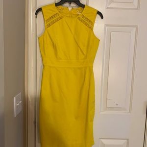 Bright yellow Calvin Klein sheath dress